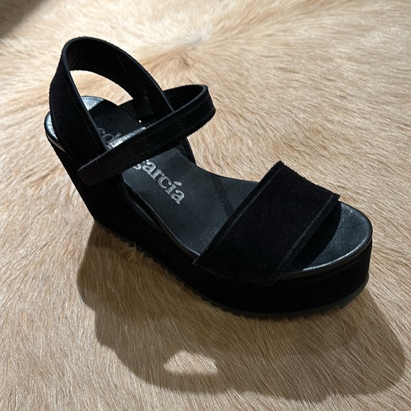 Pedro Garcia Black Suede Wedge Sandal 36.5 - Picture 7 of 7